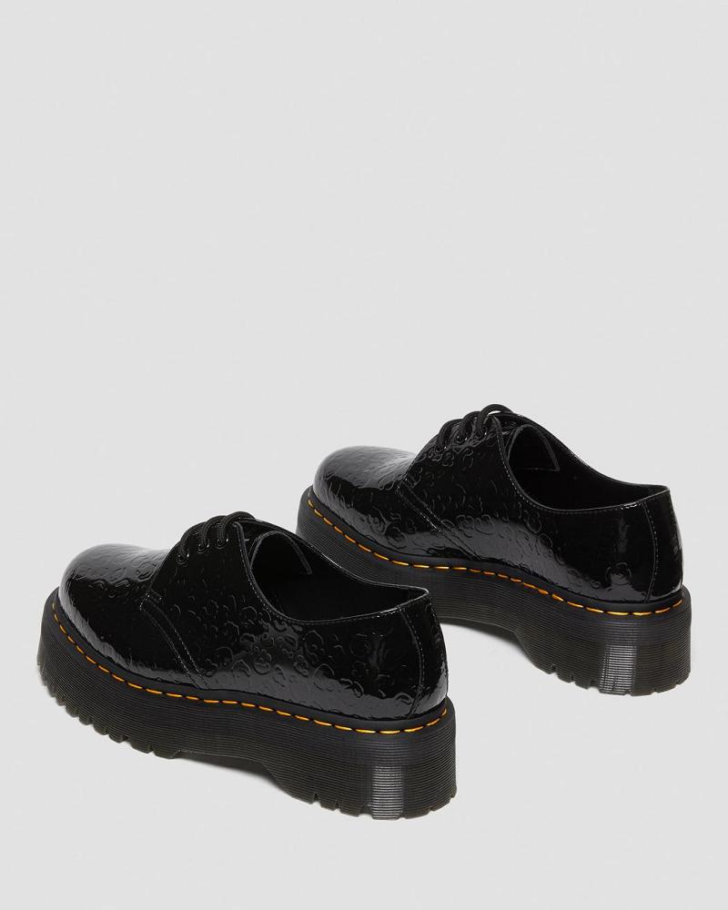 Dr Martens 1461 Leopard Emboss Patent Lær Platform Sko Herre Svarte | Norge 197BEX